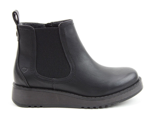 Heavenly Feet New Rolo Black Low Wedge Vegan Ankle Boots