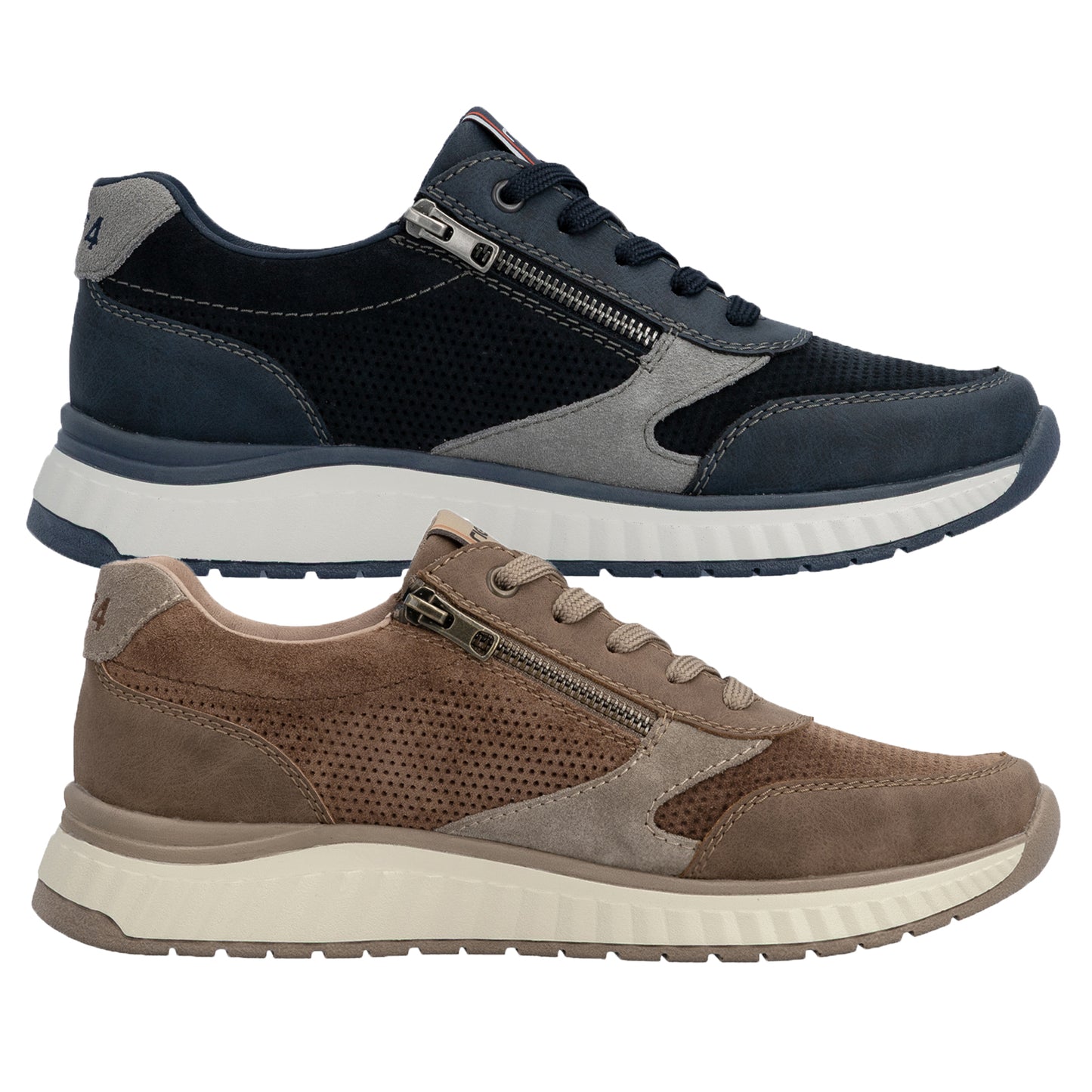 Rieker Mens Casual Trainers Shoes Blue Brown B0606