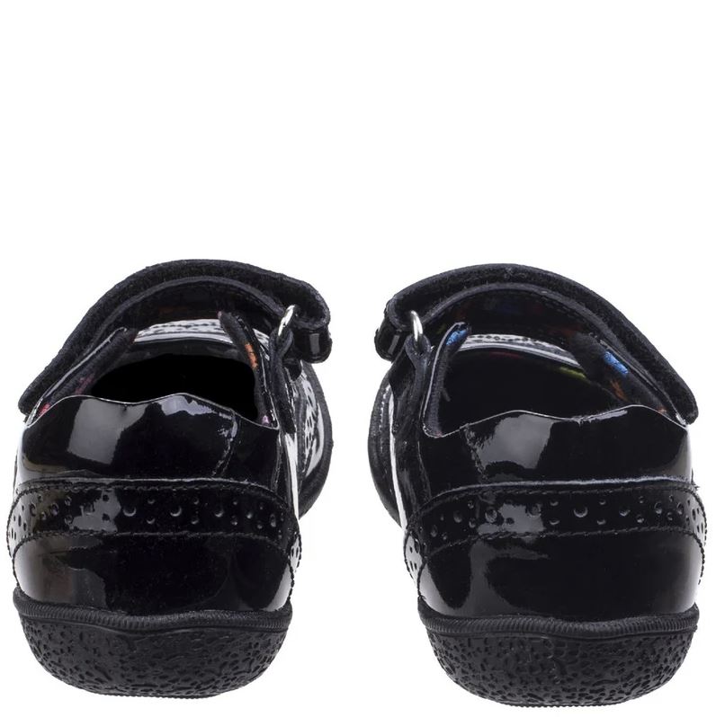 Girls Infants Hush Puppies Rina Black Patent Adjustable Strap Mary Jane School Shoes