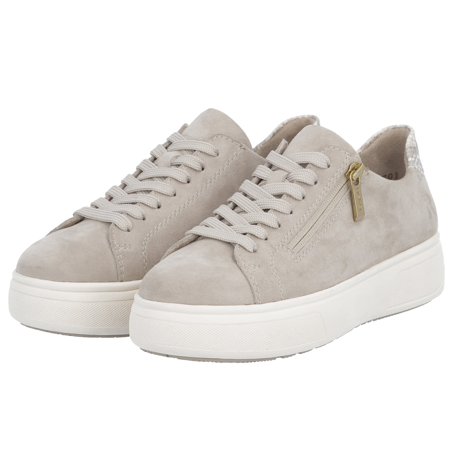 Rieker Womens White Leather Side Zip Trainers M7701-80