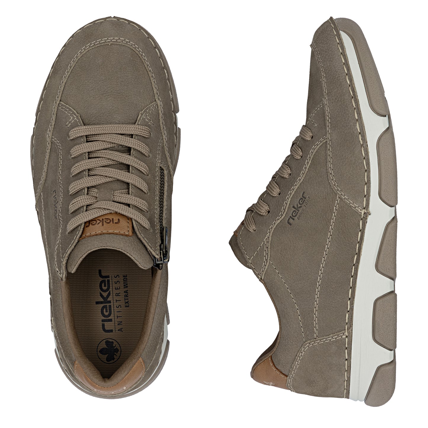 Rieker 15900 Mens Size Zip Casual Trainer Shoes Blue Brown