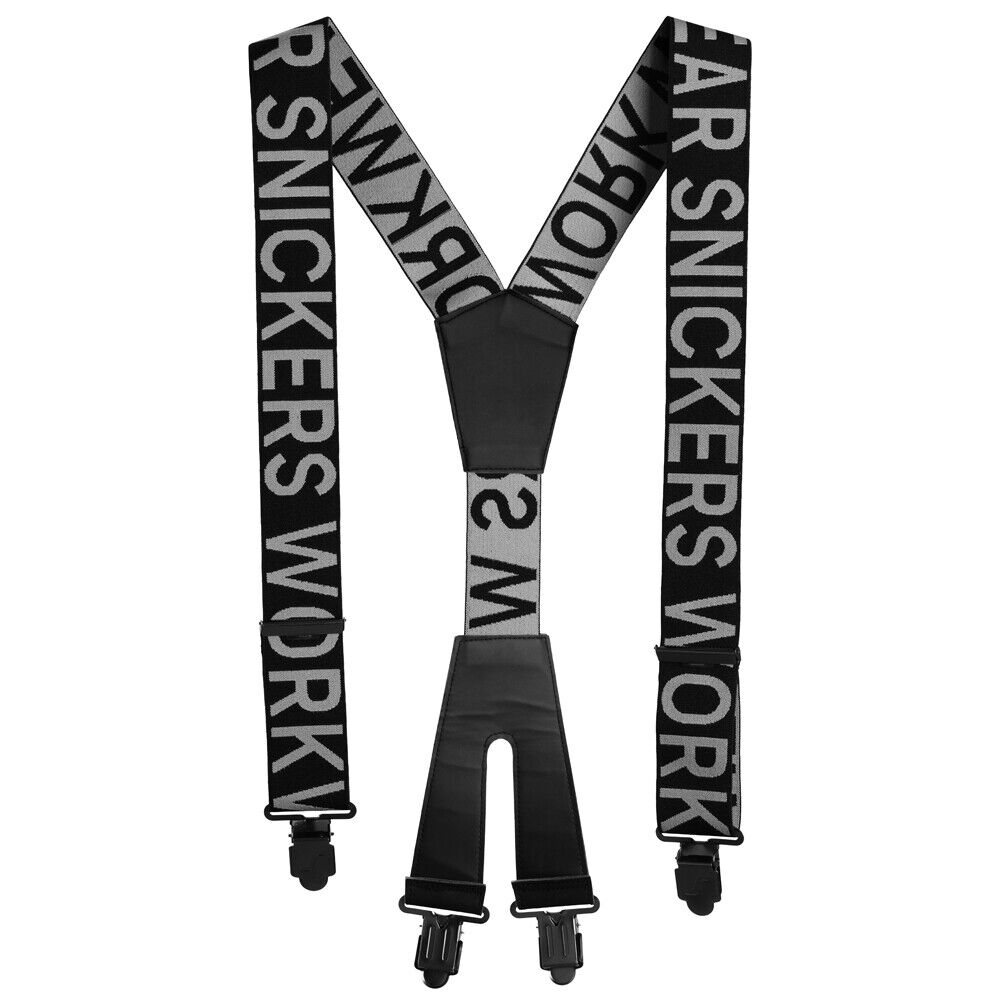 Mens Snickers Workwear Black/Charcoal Logo Suspenders Braces 9064