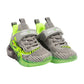Bull Boys T-Rex Dinosaur Grey/Green Light Up Flashing Trainers Shoes