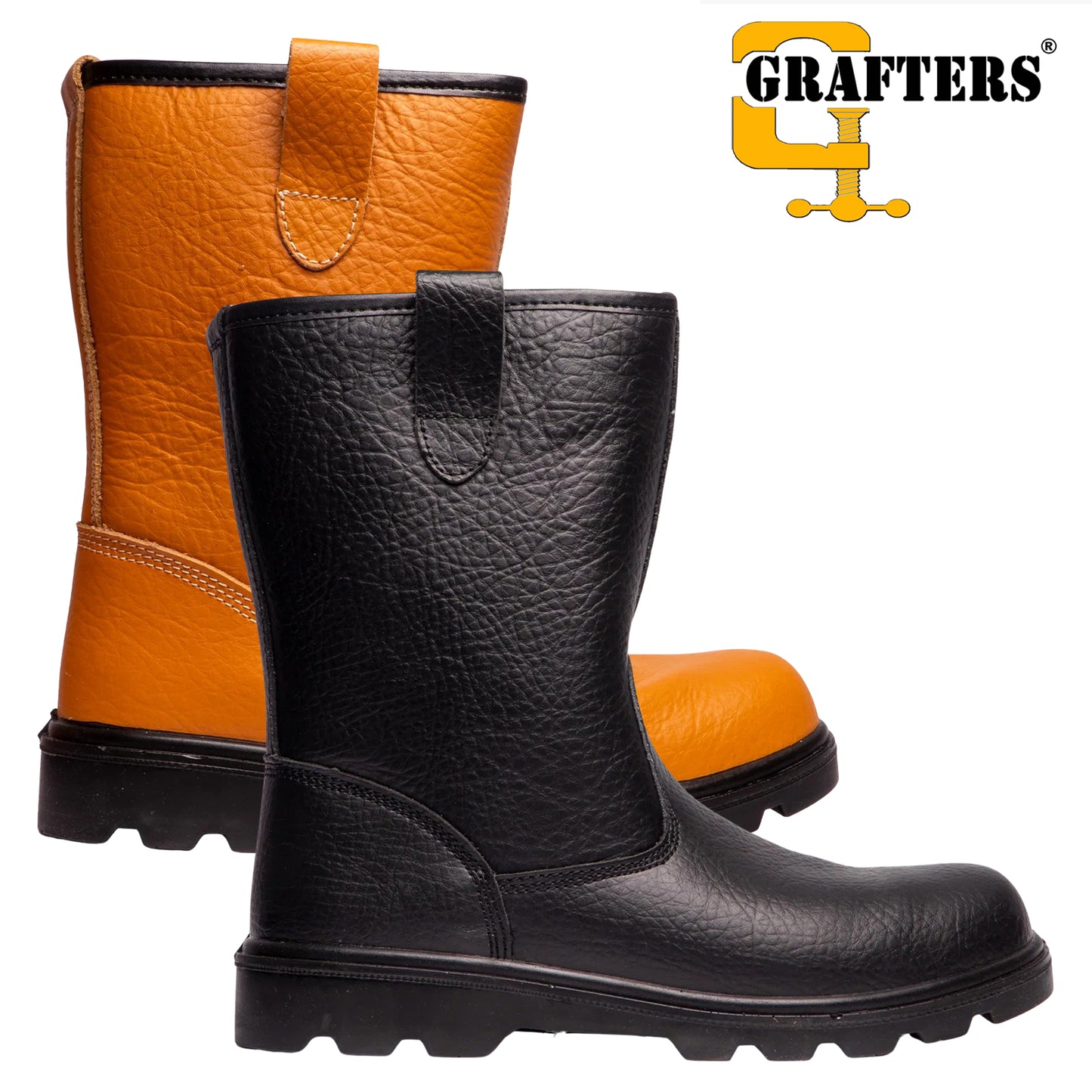 Grafters Steel Toe Safety Rigger Boots Black Tan M021