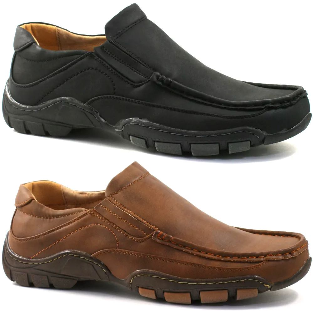 Goor Casual Slip On Shoes Moccasin Black Brown M565