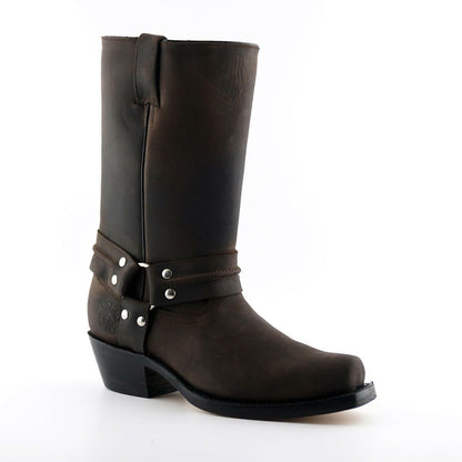 Grinders Mens Harness Hi Crazy Horse Brown Or Black Leather Western Cowboy Boots
