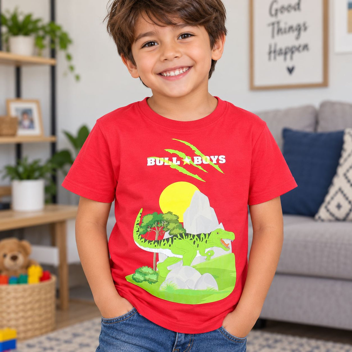 Bull Boys Red Dinosaur T-Shirt DNYA2391