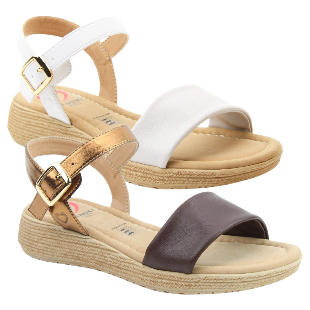 Heavenly Feet Womens Sara Comfort Vegan Sandals