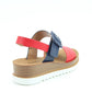 Heavenly Feet Pistachio Red/Navy Lightweight Wedge Vegan Sandals