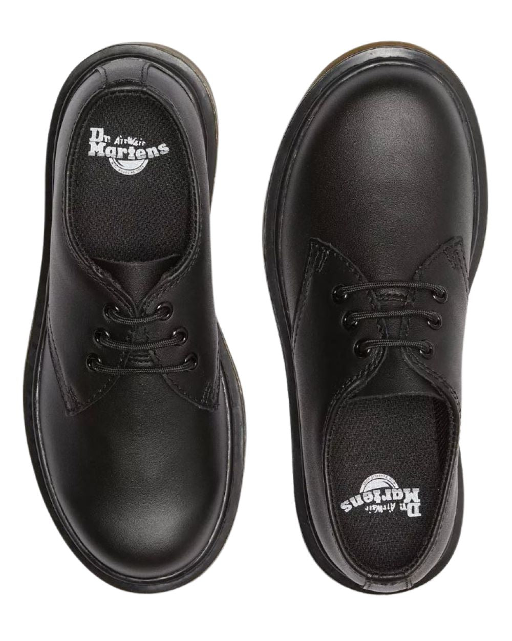 Boys Kids Dr Martens Everley Black Lace Up Soft Leather School Casual Shoes