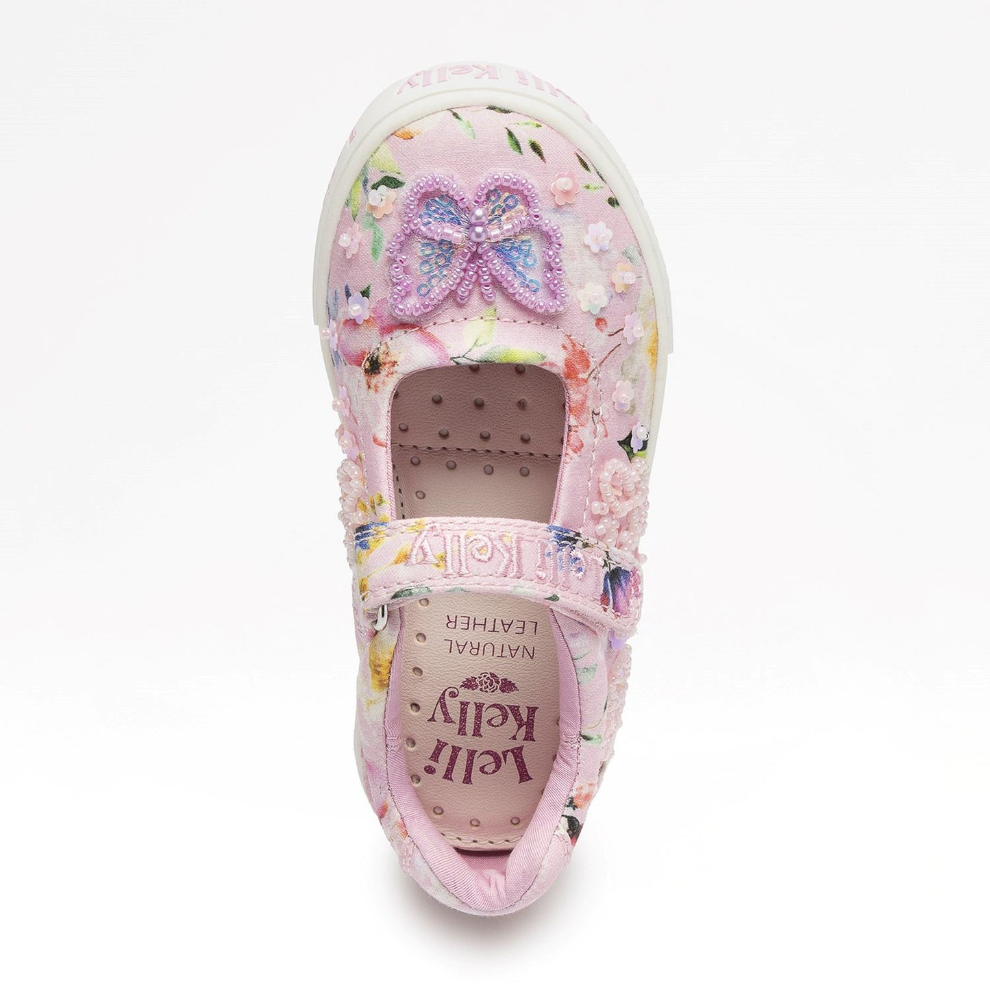 Lelli Kelly Girls Pink White Mary Jane Floral Butterfly Dolly Shoes LK5415