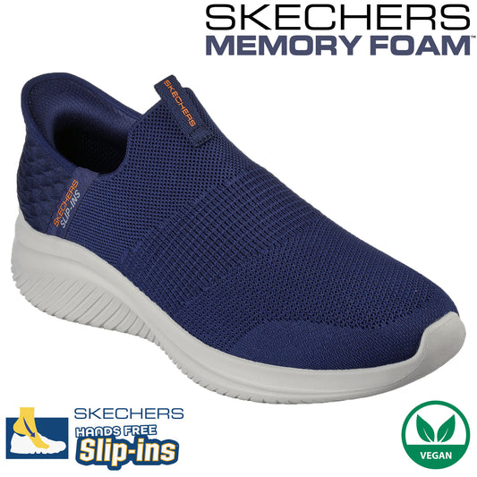 Skechers Ultra Flex 3 Smooth Step Navy Vegan Slip-Ins Hands Free Shoes