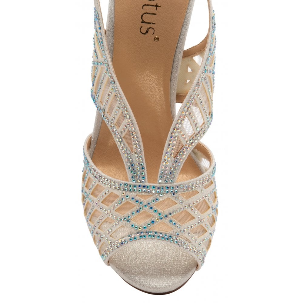 Lotus Natalia Ice Diamante Sling Back Peep Toe Dress Occasion Wedding Shoe