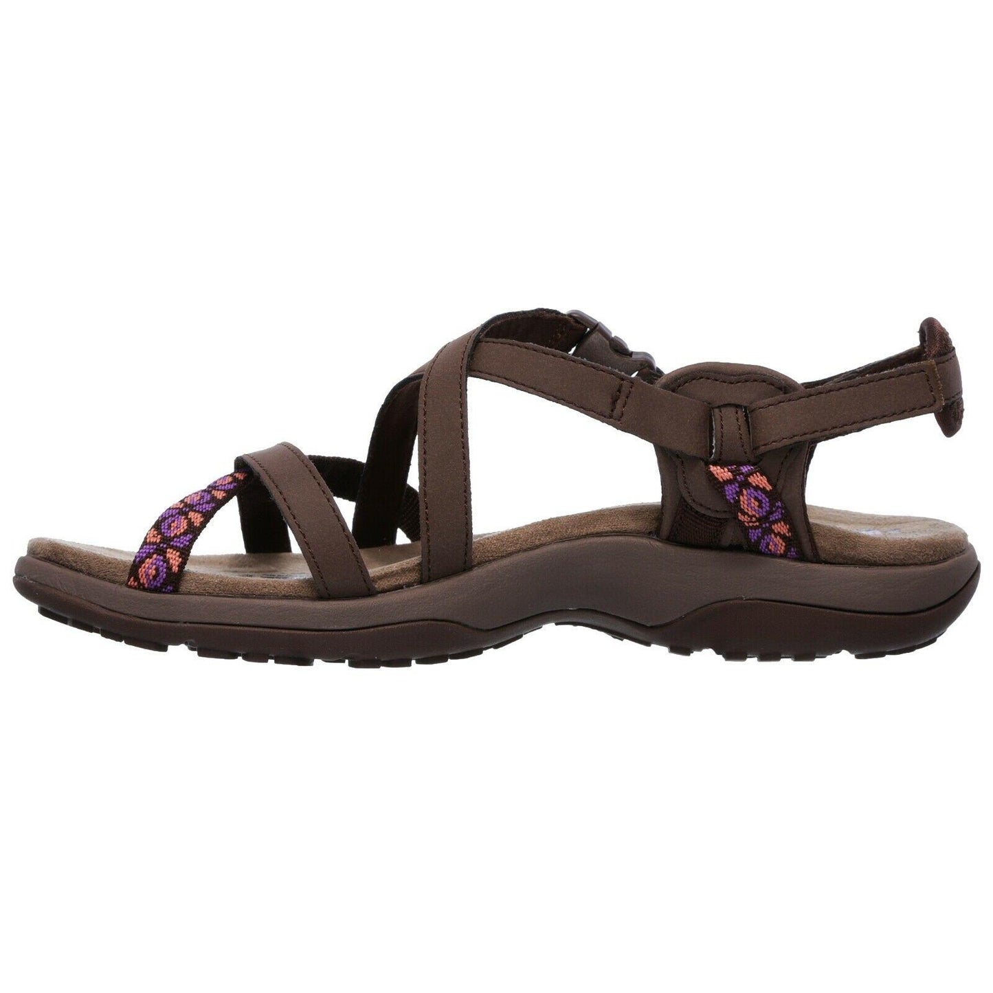 Ladies Skechers Reggae Slim Vacay Chocolate Memory Foam Strap Sandals 40955/CHOC