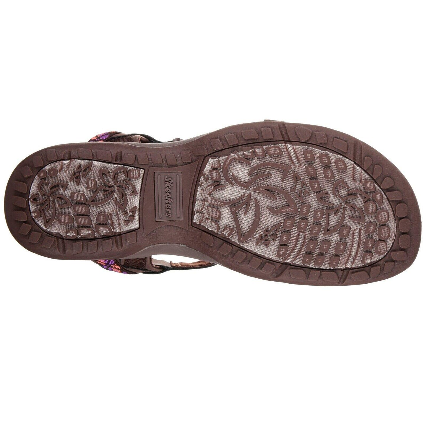 Ladies Skechers Reggae Slim Vacay Chocolate Memory Foam Strap Sandals 40955/CHOC
