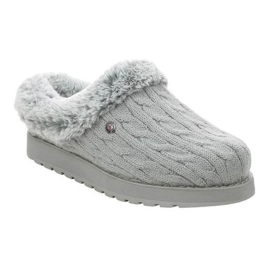 Ladies Skechers Keepsakes Ice Angel Grey Faux Fur Wedge Slippers 31204/GRY