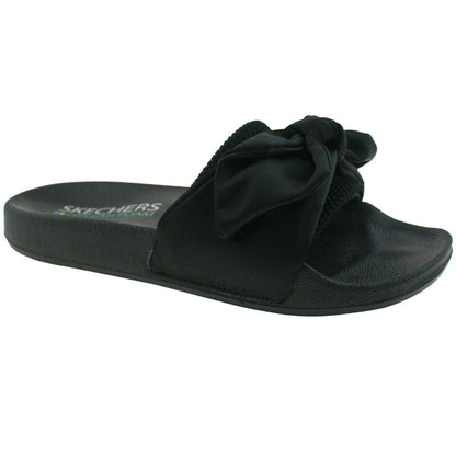 Ladies Skechers Pop Ups Lovely Bow Black Slip On Slider Sandals 119064/BBK