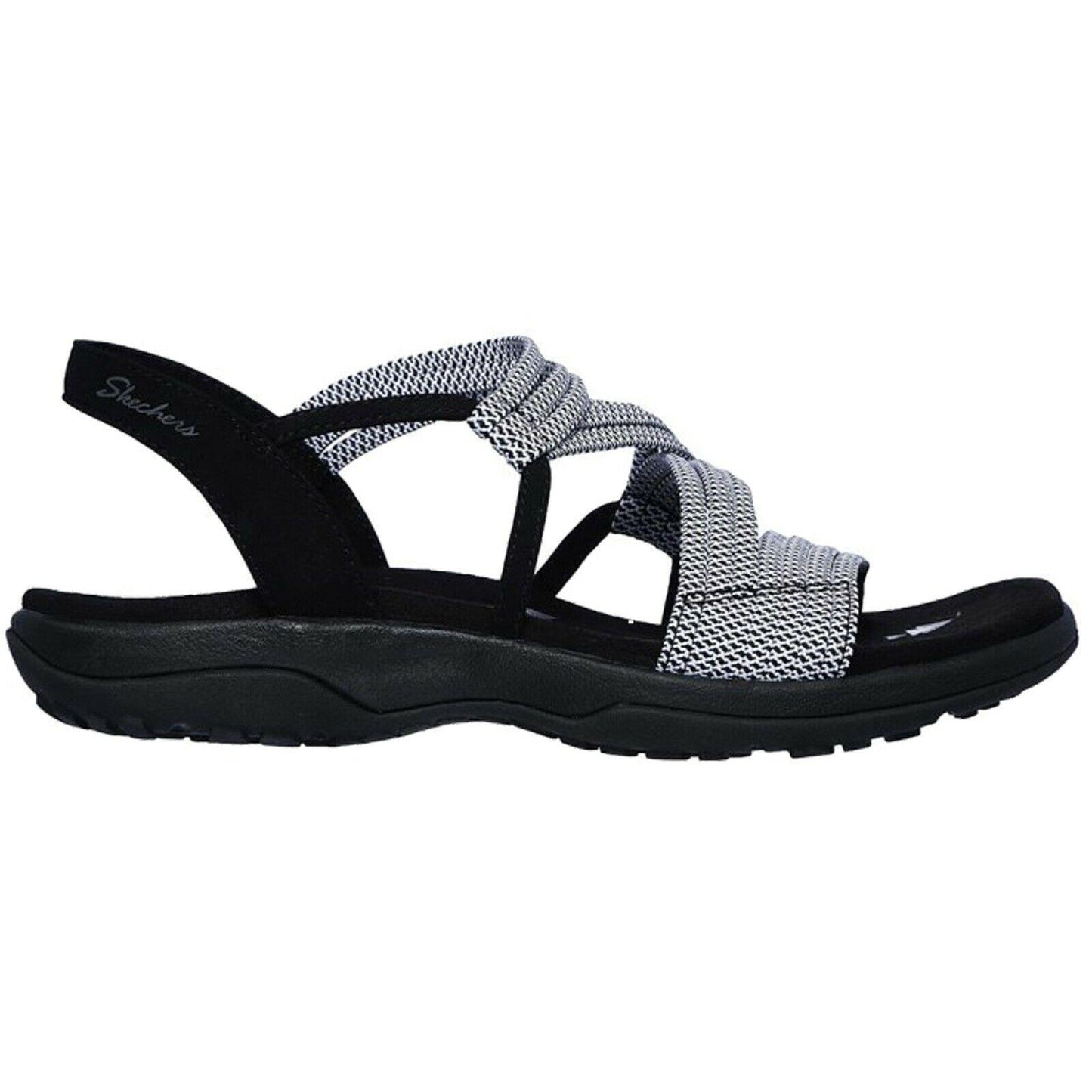 Ladies Skechers Reggae Slim Skech Appeal Black/White Sling Back Sandals 41180BKW