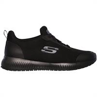 Ladies Skechers Squad Sr Black Slip Resistant Memory Foam Work Shoes 77222EC/BLK