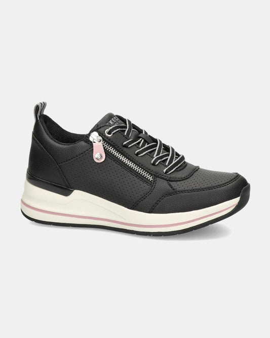 Skechers Ladies Billion Side Lines Black Wedge Trainers Shoes