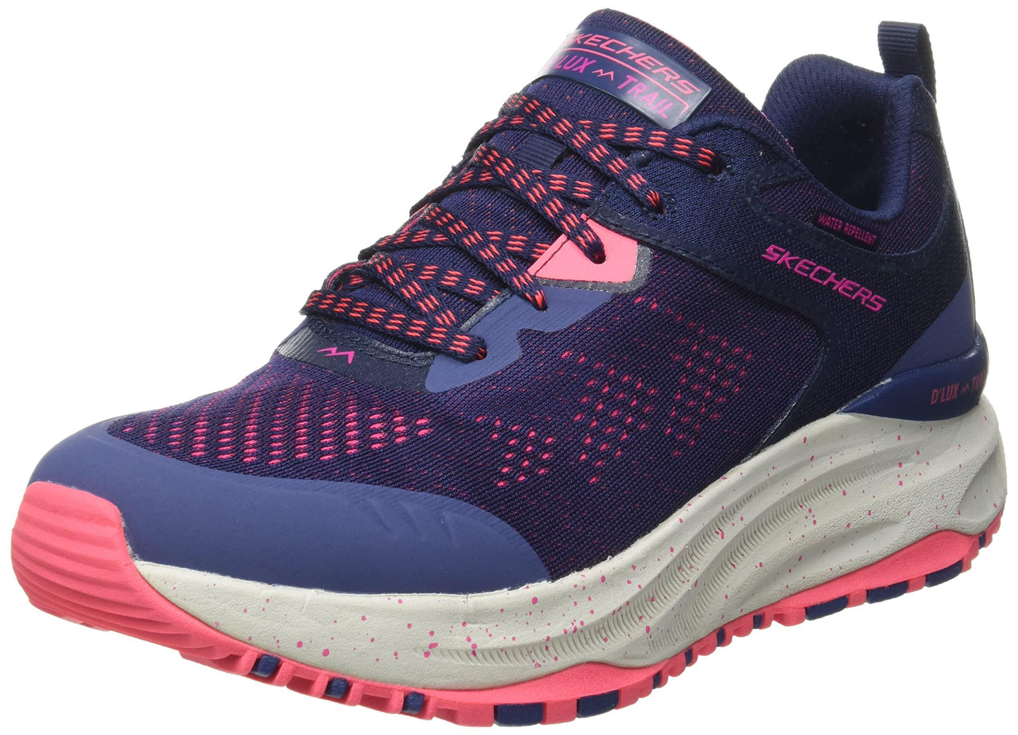 Skechers Ladies D’Lux Trail Round Trip Navy/Pink Vegan Trainers Shoes 149842NVHP