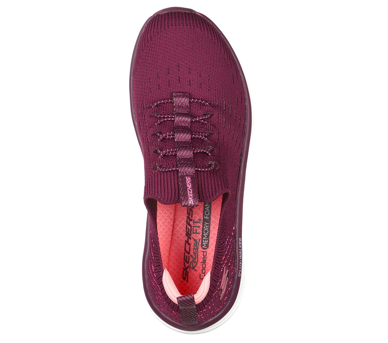 Skechers Ladies D’Lux Walker Star Stunner Plum Trainers Vegan Shoes 149356/PLUM