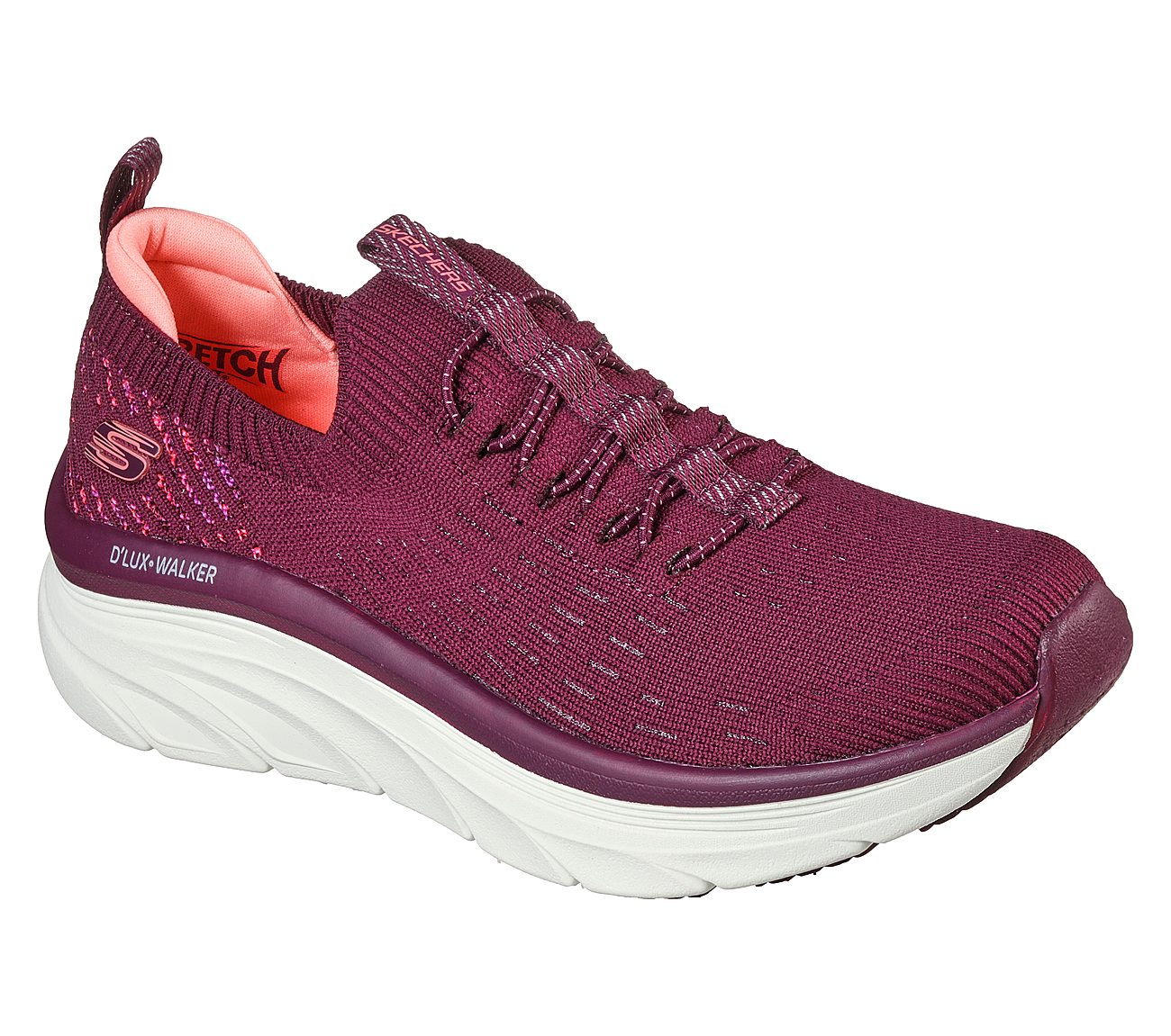 Skechers Ladies D’Lux Walker Star Stunner Plum Trainers Vegan Shoes 149356/PLUM