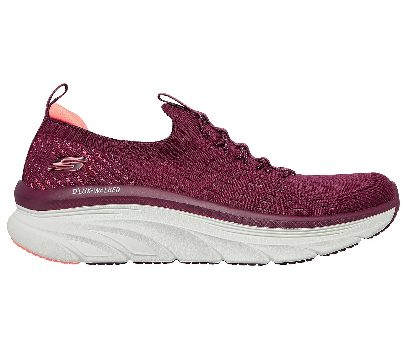 Skechers Ladies D’Lux Walker Star Stunner Plum Trainers Vegan Shoes 149356/PLUM