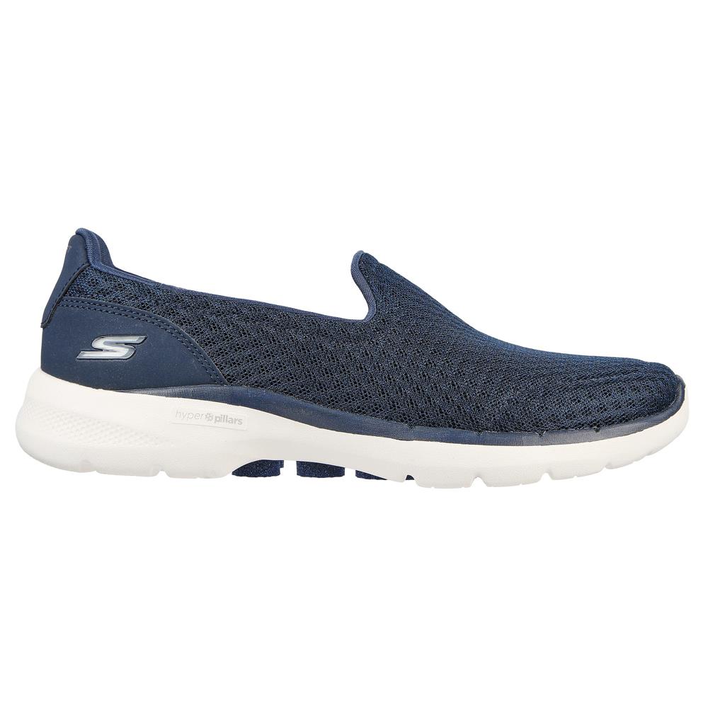 Skechers Ladies Go Walk 6.0 Big Splash Navy White Slip On Shoes