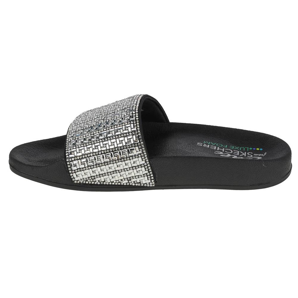 Skechers Ladies Pop Ups New Spark Black Vegan Slider Sandals 119320/BLK