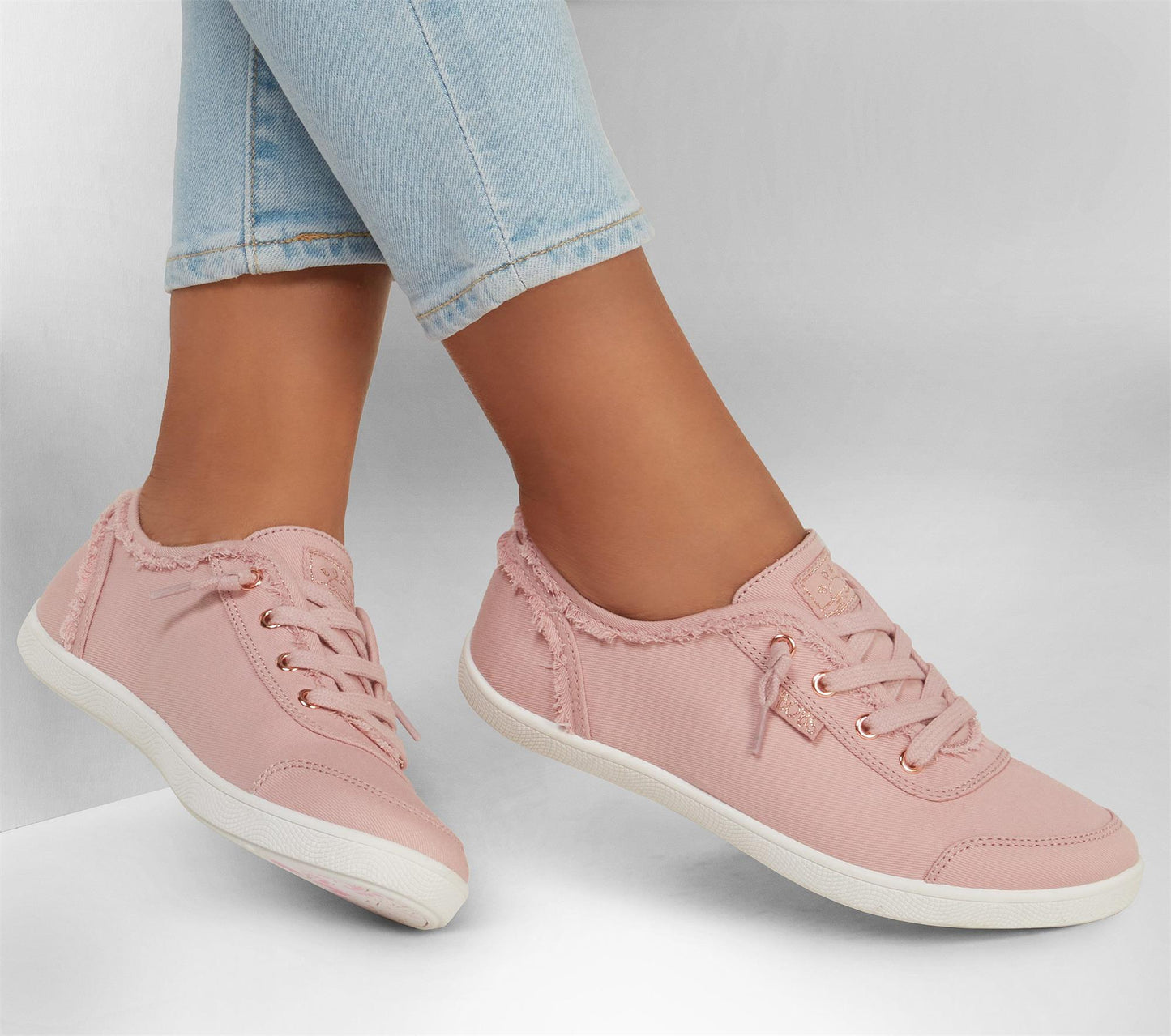Skechers Womens Bobs B Cute Rose Pink Canvas Vegan Slip On Pumps Shoes