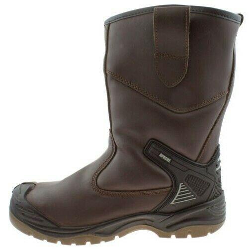 Mens Apache AP305 Brown Leather Waterproof Safety Steel Toe Cap Rigger Boot