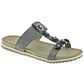 Ladies Cipriata Light Gold Pewter Shimmer Diamante Flower Mule Sandals L522