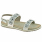 Ladies Cipriata Light Silver Or Stone Flower Shimmer Buckle Sandals L565