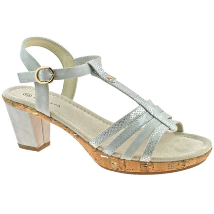 Ladies Cipriata Adona Silver Halter Back Buckle Low Heeled Shoes L073LF