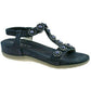 Ladies Cipriata Maida Navy Metallic Low Heeled Wedge Sandals L870C