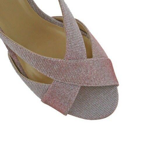 Ladies Lotus Endive Pink Shimmer Cross Strap Peep Toe Sling Back Shoes