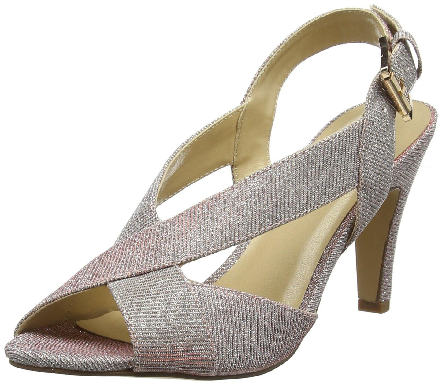 Ladies Lotus Endive Pink Shimmer Cross Strap Peep Toe Sling Back Shoes