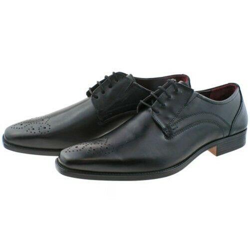 Mens Lotus Birkdale Black Leather Memory Foam Office School Wedding Shoes