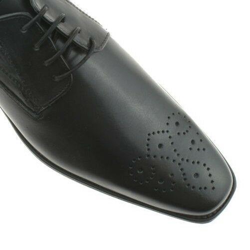 Mens Lotus Birkdale Black Leather Memory Foam Office School Wedding Shoes