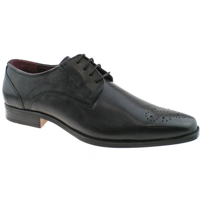 Mens Lotus Birkdale Black Leather Memory Foam Office School Wedding Shoes