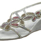 Ladies Lotus Anna Silver Diamante Open Toe Wedge Sandals