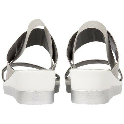 Ladies Lotus Zelland Grey Pewter Elastic Strap Wedge Sandals