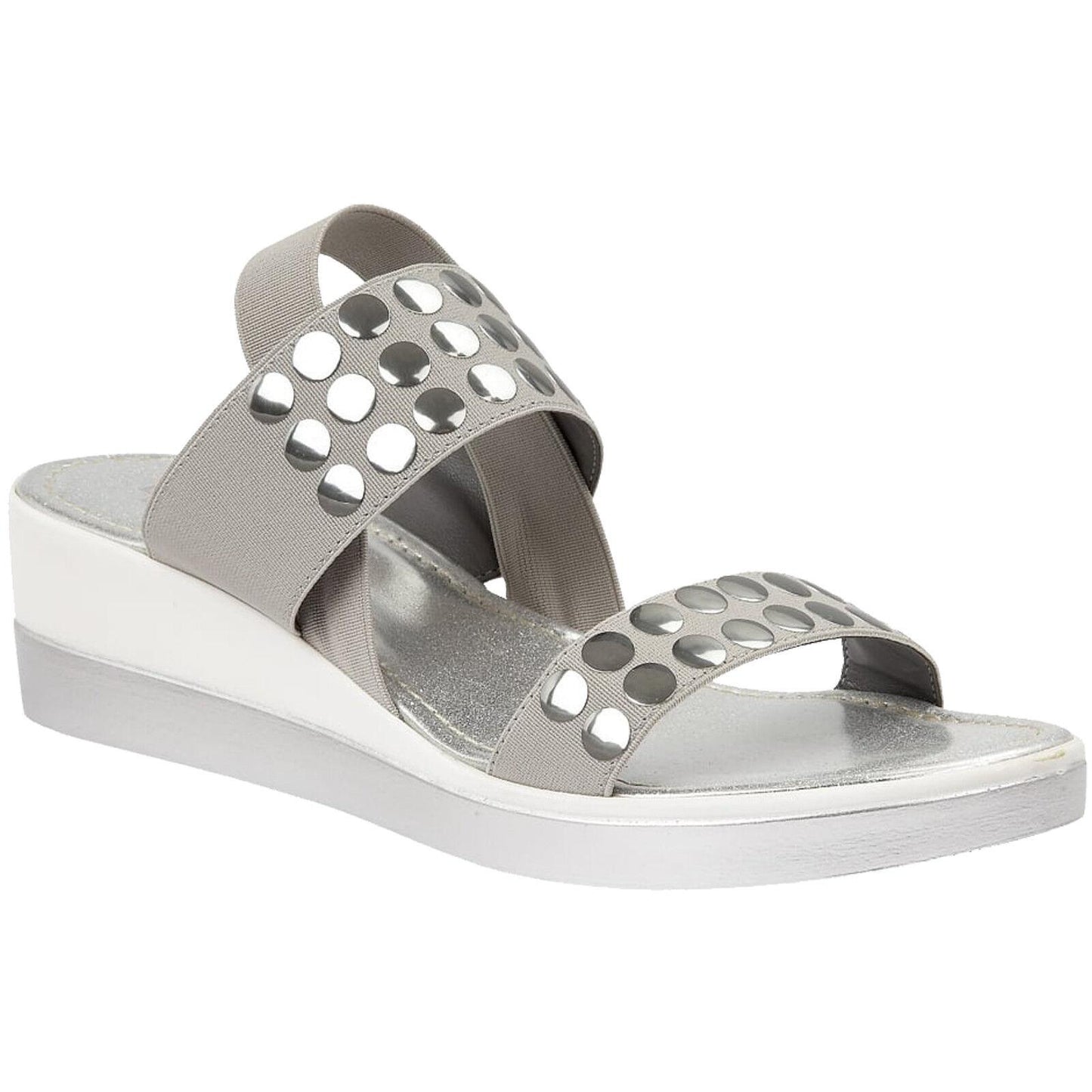 Ladies Lotus Zelland Grey Pewter Elastic Strap Wedge Sandals