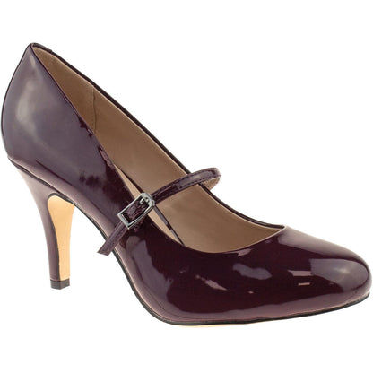 Ladies Lotus Serenoa Bordo Patent Shoes Mary Jane Vintage Retro Heels 50321BR