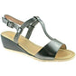 Ladies Lotus Kiera Pewter Metallic Open Toe Wedge Sandals ULP005