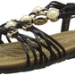 Ladies Lotus Marci Black Shimmer Strappy Sling Back Flat Sandals ULP010