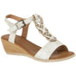 Ladies Lotus Orta White Faux Reptile Open Toe Low Heeled Wedge Sandals ULP005