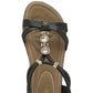 Lotus Bettina Black Strappy Gemmed Slingback Flat Sandals