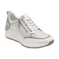 Lotus Ladies Sanford White Silver Croc Leather Stressless Trainers